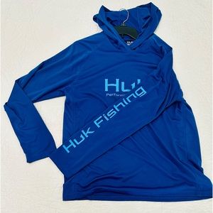 HUK PURSUIT PERFORMANCE HOODIE (Deep Blue, Size Large)